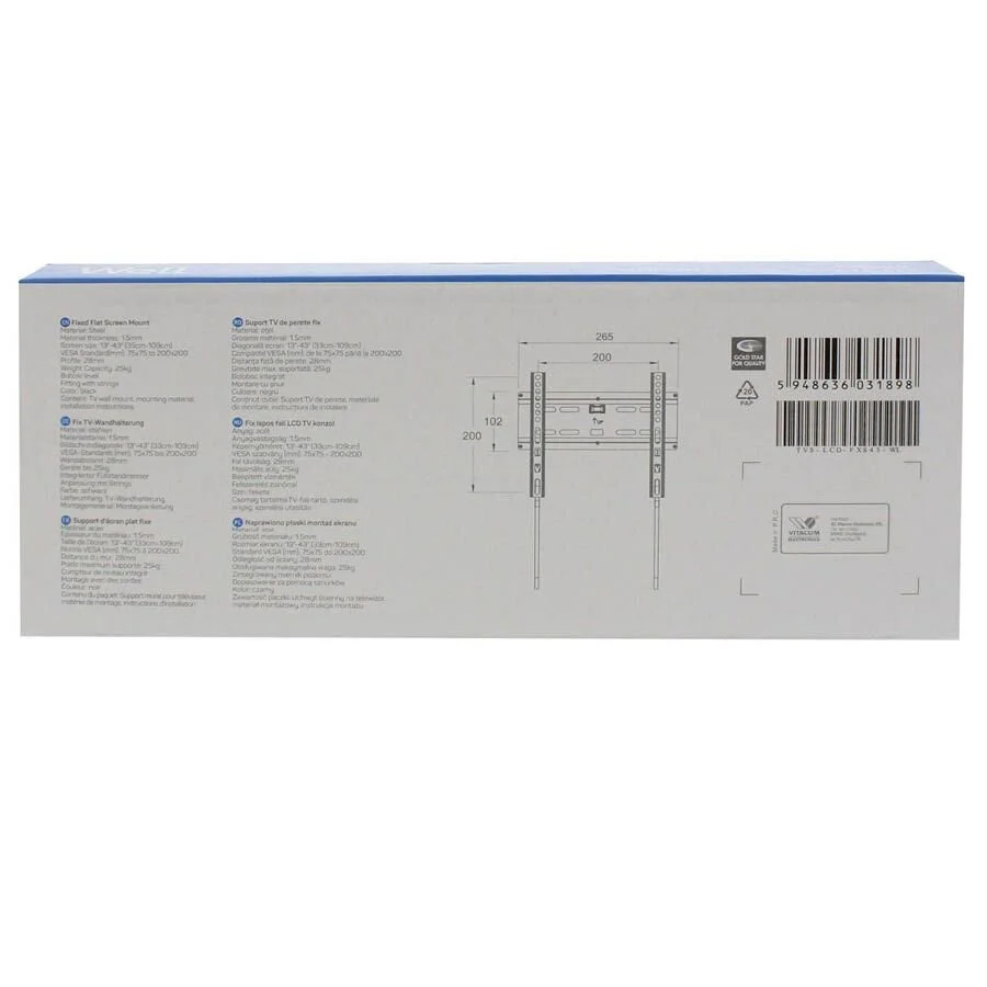 Βάση TV Well 13"- 43" Σταθερή με κορδόνι TVS-LCD-FXS43-WL Βάση TV Well 13"- 43" Σταθερή με κορδόνι TVS-LCD-FXS43-WL