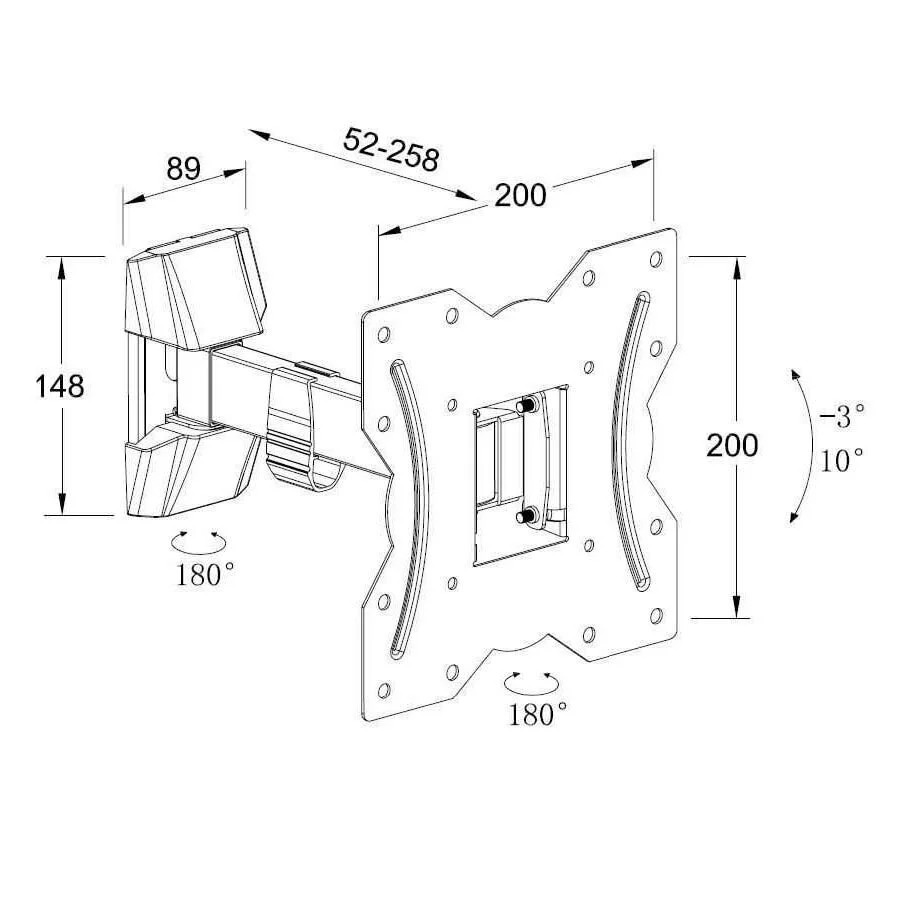 Βάση TV Well 14"- 43" με μονό βραχίωνα Ρυθμιζόμενη TVS-LCD-SW143-WL Βάση TV Well 14"- 43" με μονό βραχίωνα Ρυθμιζόμενη TVS-LCD-SW143-WL