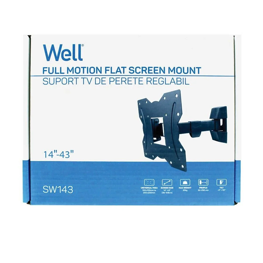 Βάση TV Well 14"- 43" με μονό βραχίωνα Ρυθμιζόμενη TVS-LCD-SW143-WL Βάση TV Well 14"- 43" με μονό βραχίωνα Ρυθμιζόμενη TVS-LCD-SW143-WL