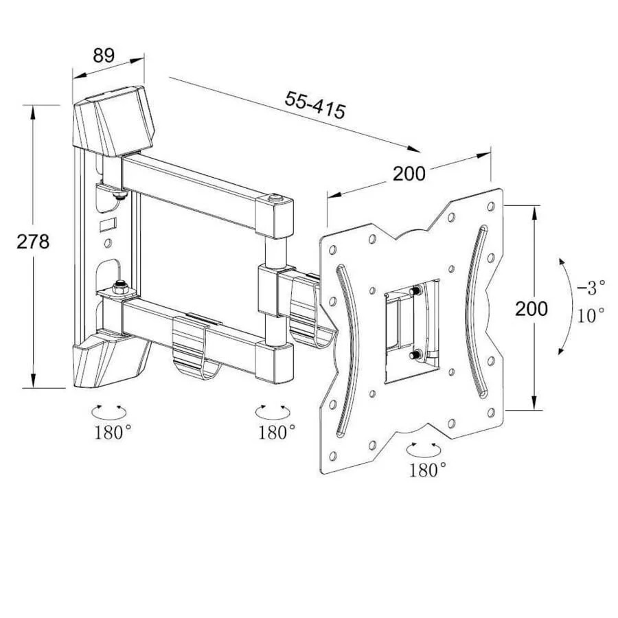 Βάση SW343 14"-43" με διπλό βραχίωνα Ρυθμιζόμενη Well TVS-LCD-SW343-WL Βάση SW343 14"-43" με διπλό βραχίωνα Ρυθμιζόμενη Well TVS-LCD-SW343-WL