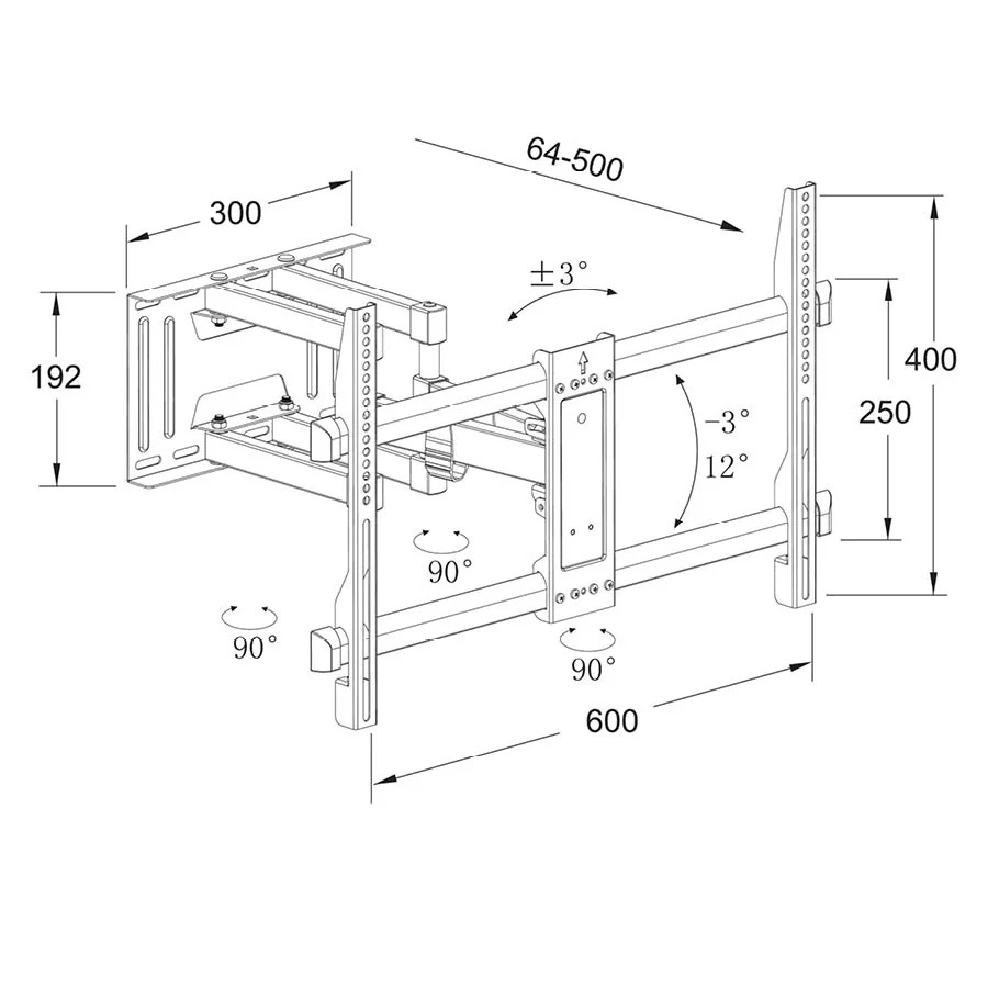 Βάση TV Well 32``- 70``Μαύρη Full motion TVS-LCD-SW670-WL Βάση TV Well 32``- 70``Μαύρη Full motion TVS-LCD-SW670-WL