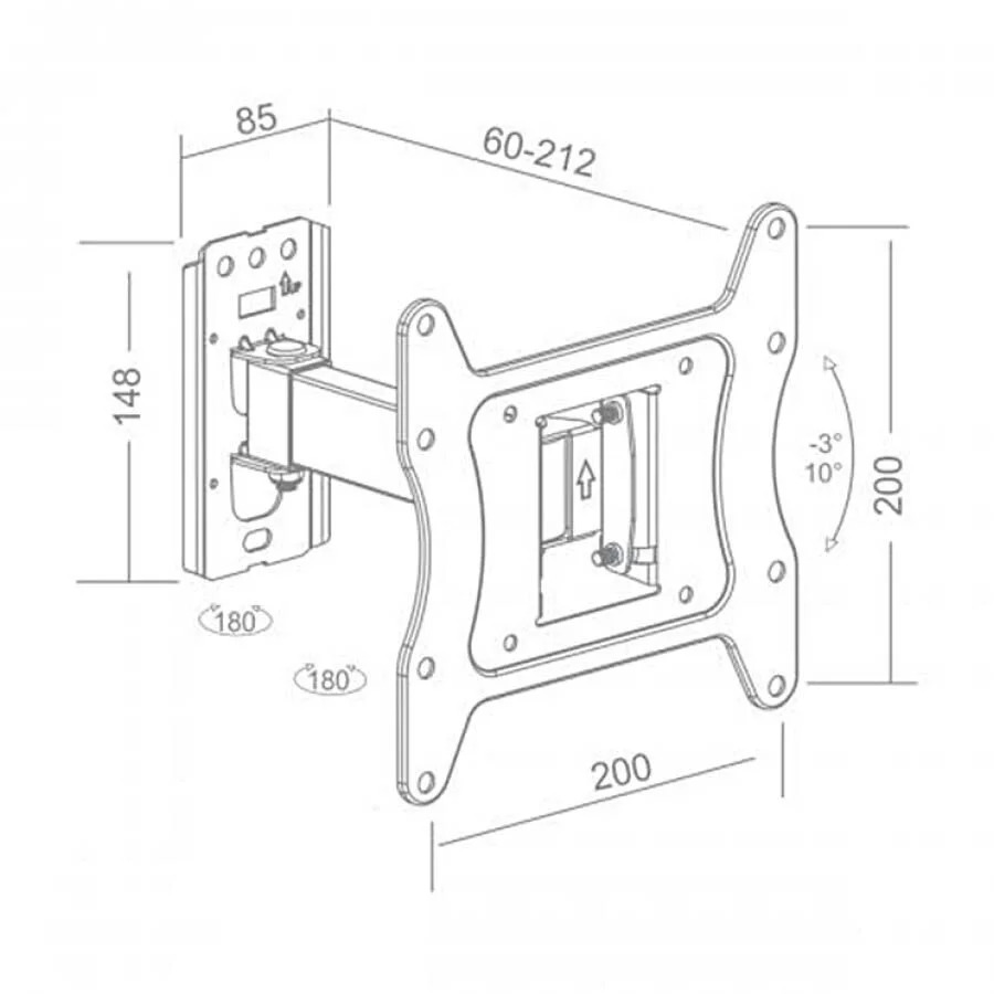 Βάση TV Well 14"- 43" με μονό βραχίωνα Ρυθμιζόμενη TVS-LCD-SWA143-WL Βάση TV Well 14"- 43" με μονό βραχίωνα Ρυθμιζόμενη TVS-LCD-SWA143-WL