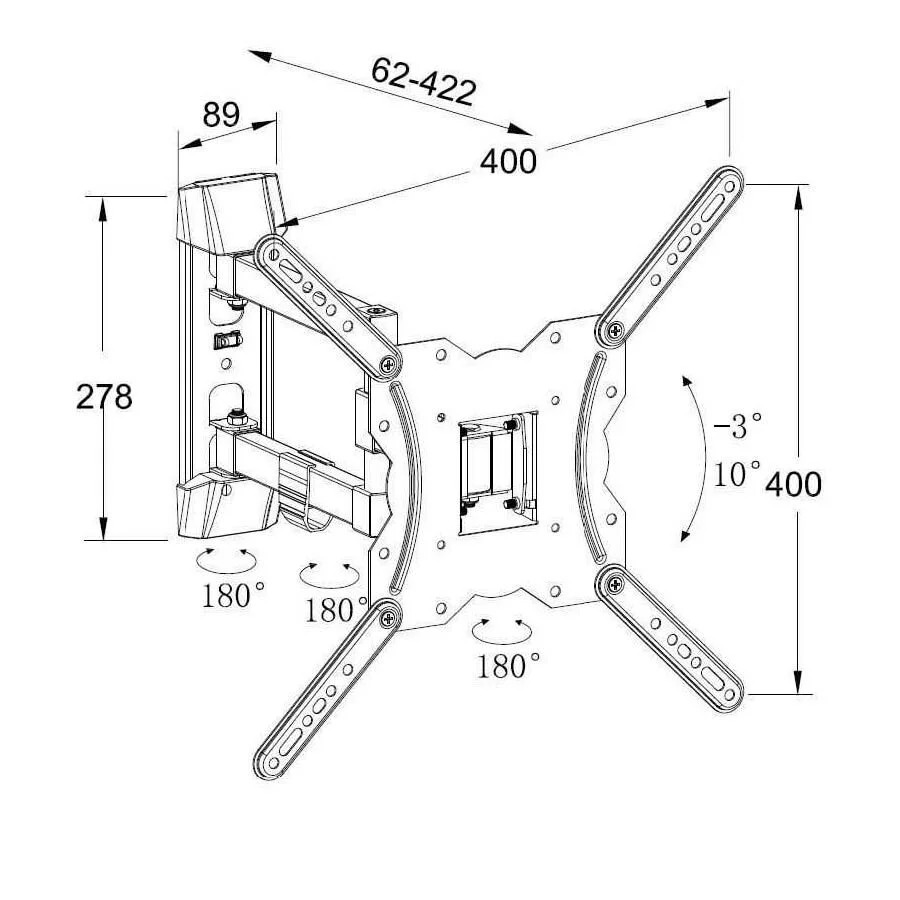 Βάση TV Well 23" - 55" με διπλό βραχίωνα Ρυθμιζόμενη TVS-LCD-SW355-WL Βάση TV Well 23" - 55" με διπλό βραχίωνα Ρυθμιζόμενη TVS-LCD-SW355-WL