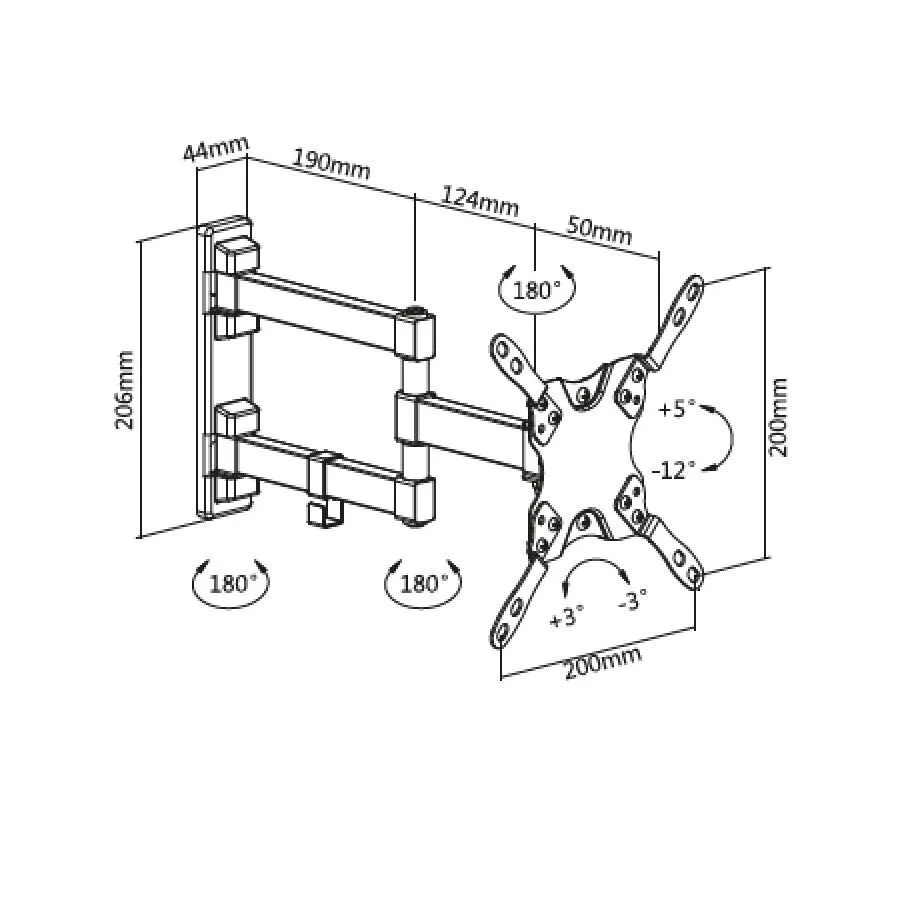Βάση TV Bravo 13"- 42" με διπλό βραχίωνα Ρυθμιζόμενη BR LED 10 Βάση TV Bravo 13"- 42" με διπλό βραχίωνα Ρυθμιζόμενη BR LED 10