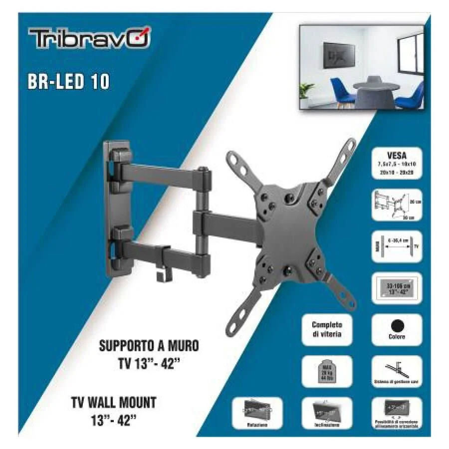 Βάση TV Bravo 13"- 42" με διπλό βραχίωνα Ρυθμιζόμενη BR LED 10 Βάση TV Bravo 13"- 42" με διπλό βραχίωνα Ρυθμιζόμενη BR LED 10