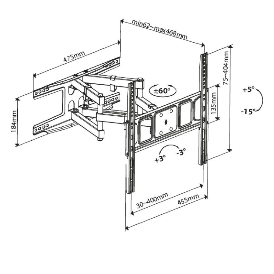 Βάση TV Bravo 32"- 75" με τριπλό βραχίωνα Ρυθμιζόμενη BR LED 12 Βάση TV Bravo 32"- 75" με τριπλό βραχίωνα Ρυθμιζόμενη BR LED 12