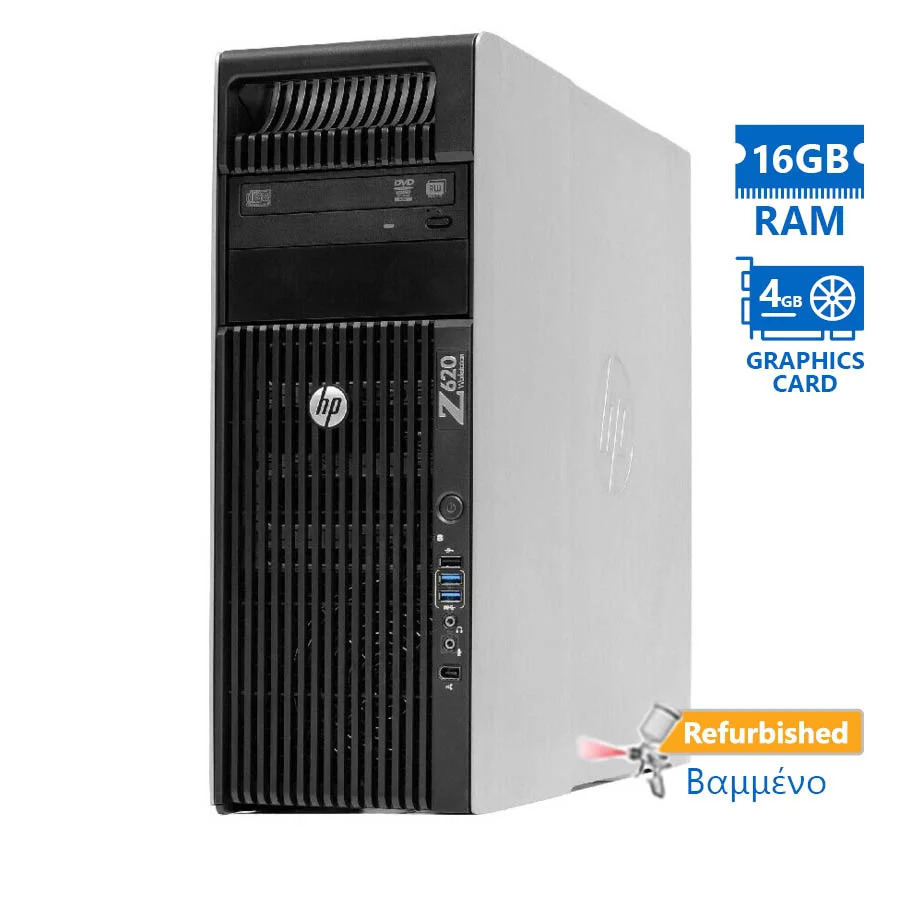 HP Z620 Tower Xeon E5-1620(4-Cores)/16GB DDR3/1TB/Nvidia 4GB/No ODD/
