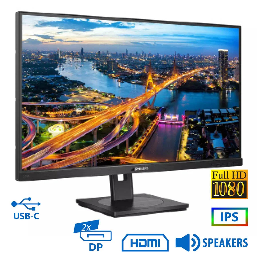 Used Monitor 243B1 IPS LED/Philips/24\\"FHD/1920x1080/Wide/Black/w/Speakers/2xDP & HDMI & USB Type-C & Used Monitor 243B1 IPS LED/Philips/24\\"FHD/1920x1080/Wide/Black/w/Speakers/2xDP & HDMI & USB Type-C &