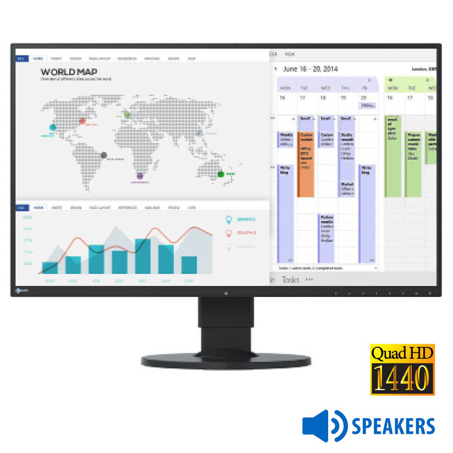 Used (A-) Monitor FlexScan EV2750 Q-LED/Eizo/27``QHD/2560x1440/Wide/Black/w/Speakers/Grade A-/DVI-D Used (A-) Monitor FlexScan EV2750 Q-LED/Eizo/27``QHD/2560x1440/Wide/Black/w/Speakers/Grade A-/DVI-D